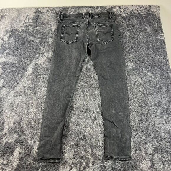 Diesel Sleenker Slim Skinny Black Distressed Button Fly Jeans 33X32(33X30.5) - Picture 13 of 15